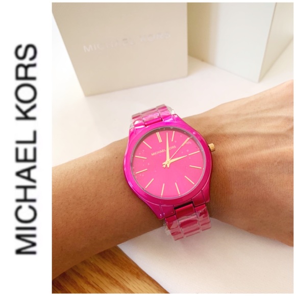 NWT authentic MK fuchsia slim runaway watch - Picture 3 of 4
